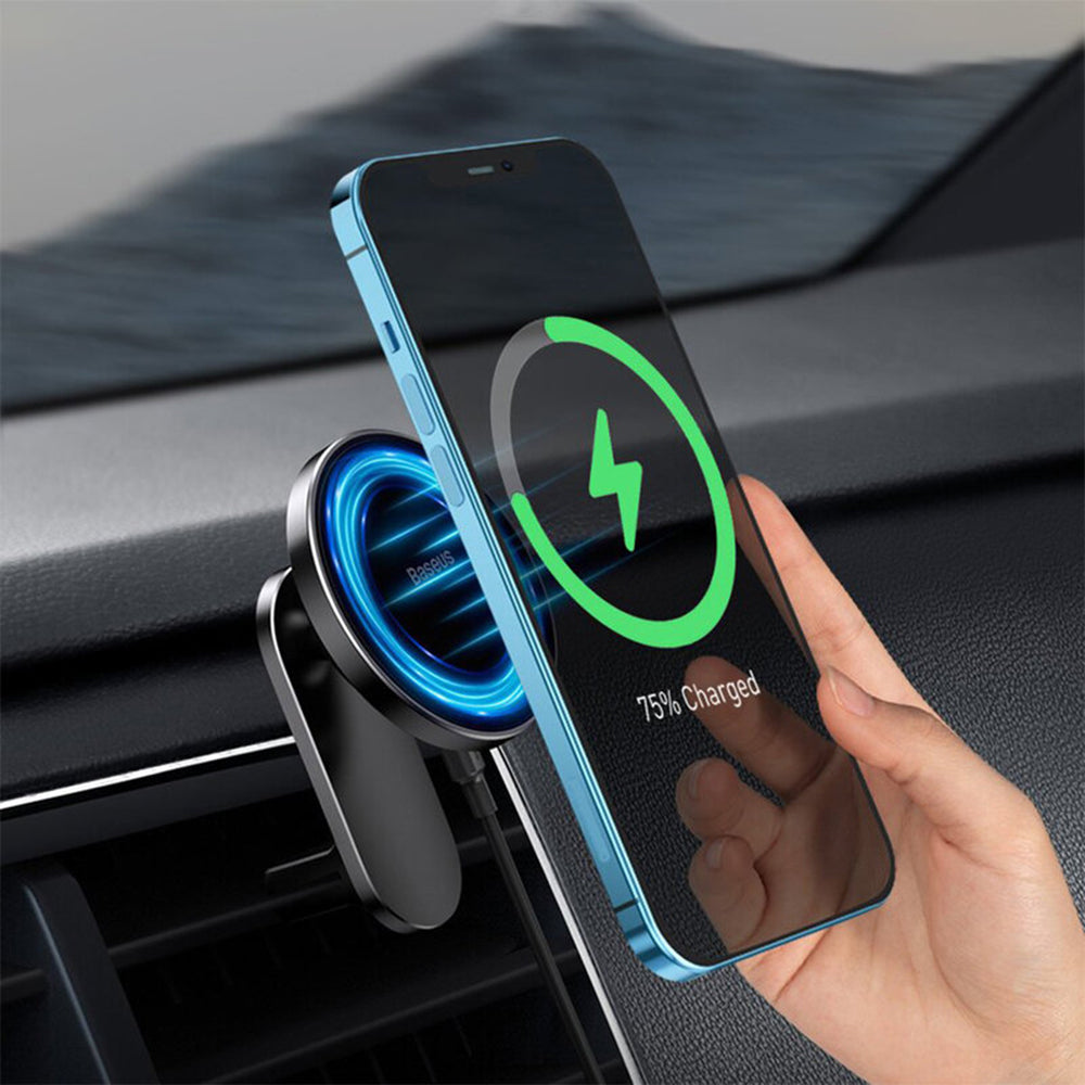 Baseus - Car Holder with Wireless Charging Big Energy (WXJN-01) - for Dashboard, Air Vent, 15W - Black