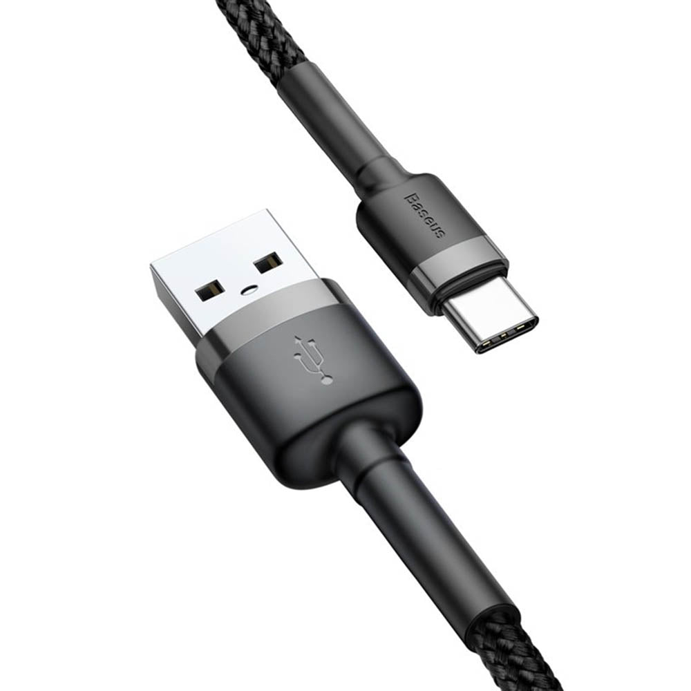 Baseus - Data Cable Cafule (CATKLF-AG1) - USB to Type-C, Fast Charge, 3A, 480Mbps, 0.5m - Gray / Black
