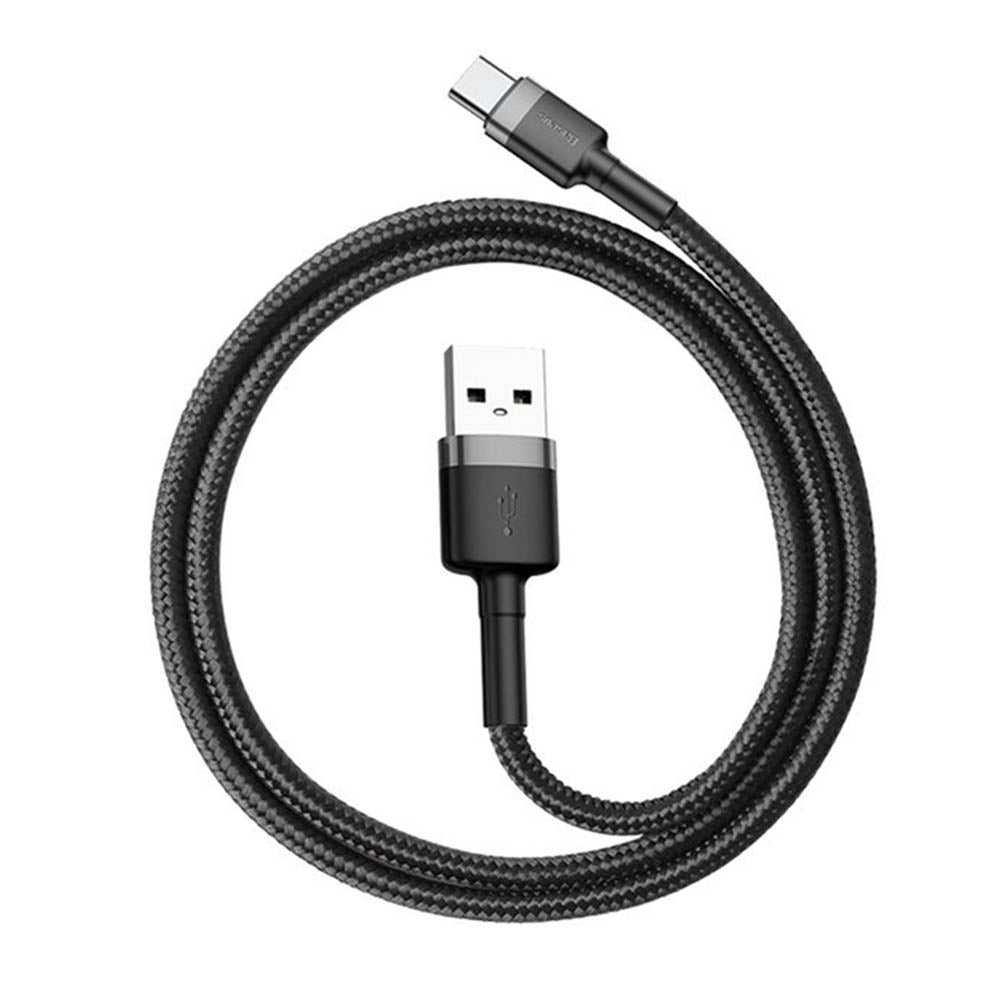Baseus - Data Cable Cafule (CATKLF-AG1) - USB to Type-C, Fast Charge, 3A, 480Mbps, 0.5m - Gray / Black