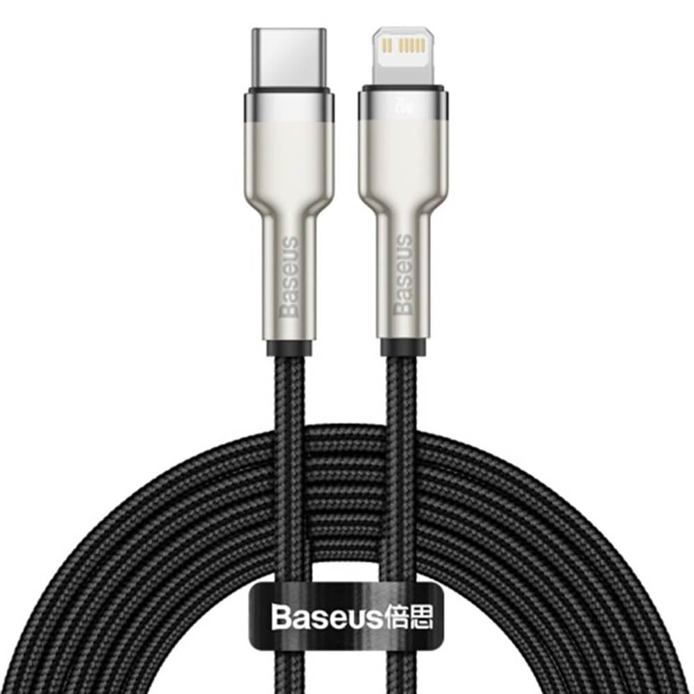 Baseus - Data Cable Cafule Series Metal (CATLJK-A01) - Type-C to Lightning, Fast Charging PD20W, 480Mbps, 2.4A, 1m - Black
