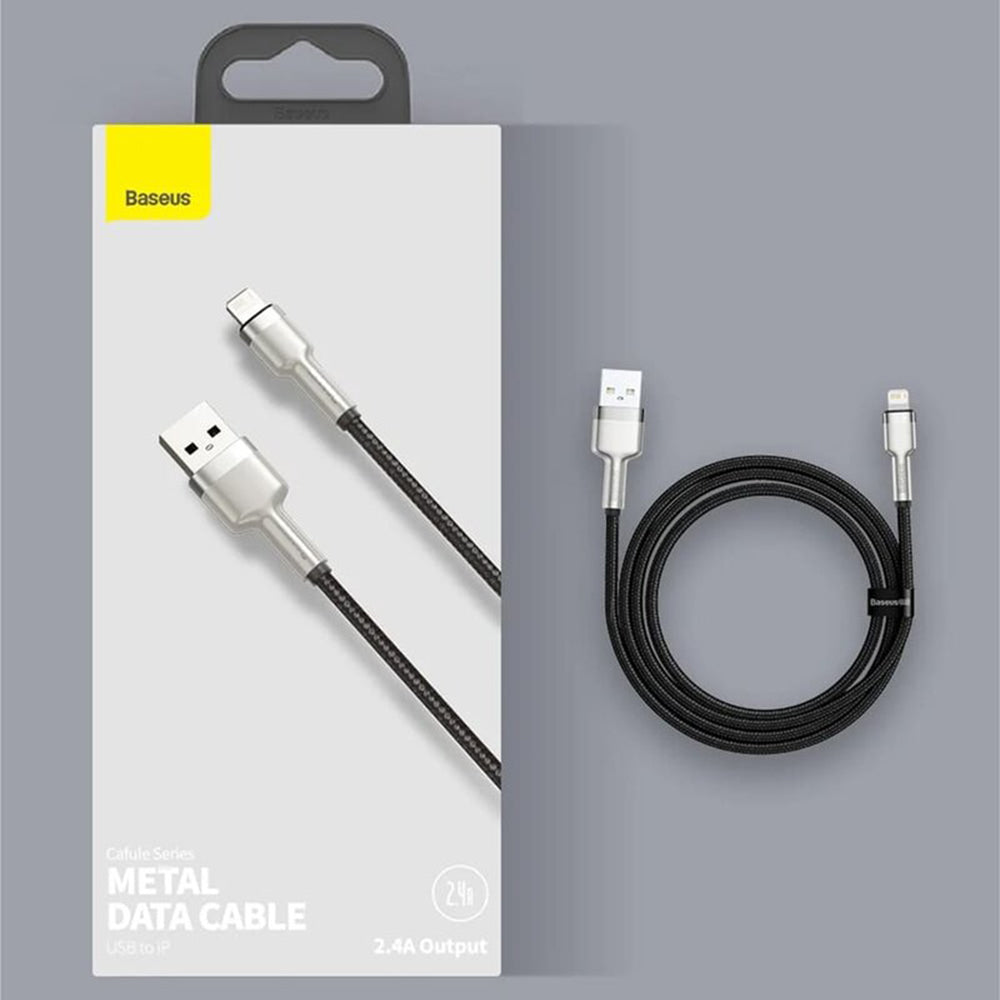 Baseus - Data Cable Cafule Series Metal (CALJK-A01) - USB to Lightning, 2.4A, 480Mbps, 1m - Black