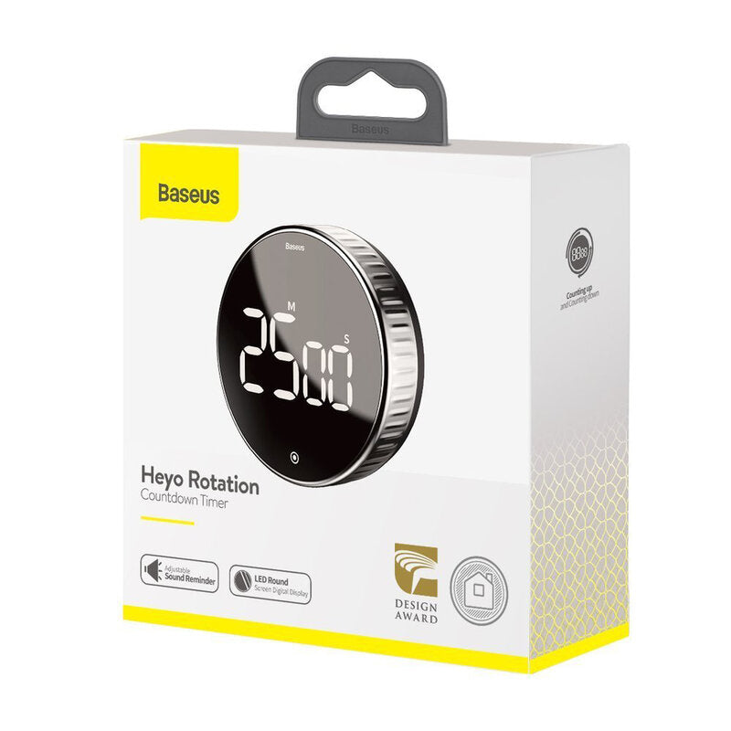 Baseus - Heyo Rotation Countdown Timer (ACDJS-01) - ABS, Large Backlit Display, Magnetic, 90dB, 4.5V - Black
