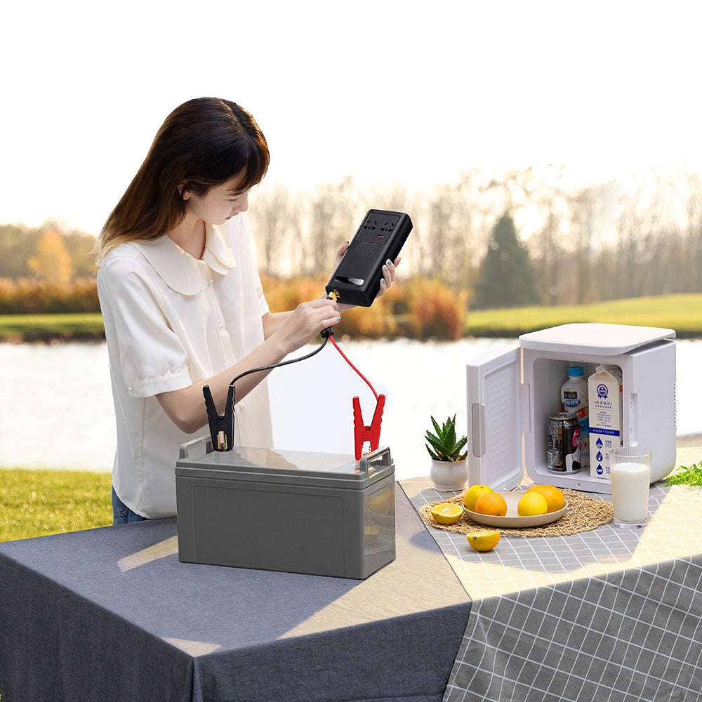 Baseus - In-Car Inverter (CGNB000101) - USB, Type-C, CN/EU Plug, 150W/12V, 500W/220V, with Car Clamps and 12V Cable - Black