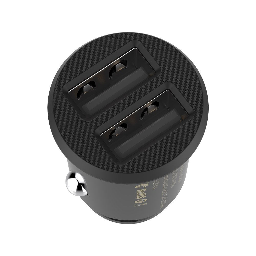 Baseus - Car Charger Grain (CCALL-ML01) - Dual USB, LED Backlight, 5V, 3.1A - Black