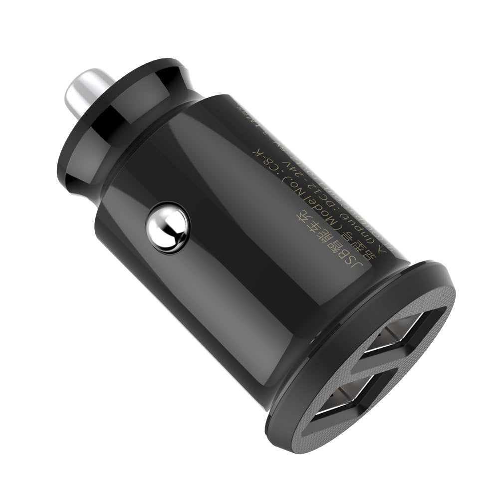 Baseus - Car Charger Grain (CCALL-ML01) - Dual USB, LED Backlight, 5V, 3.1A - Black