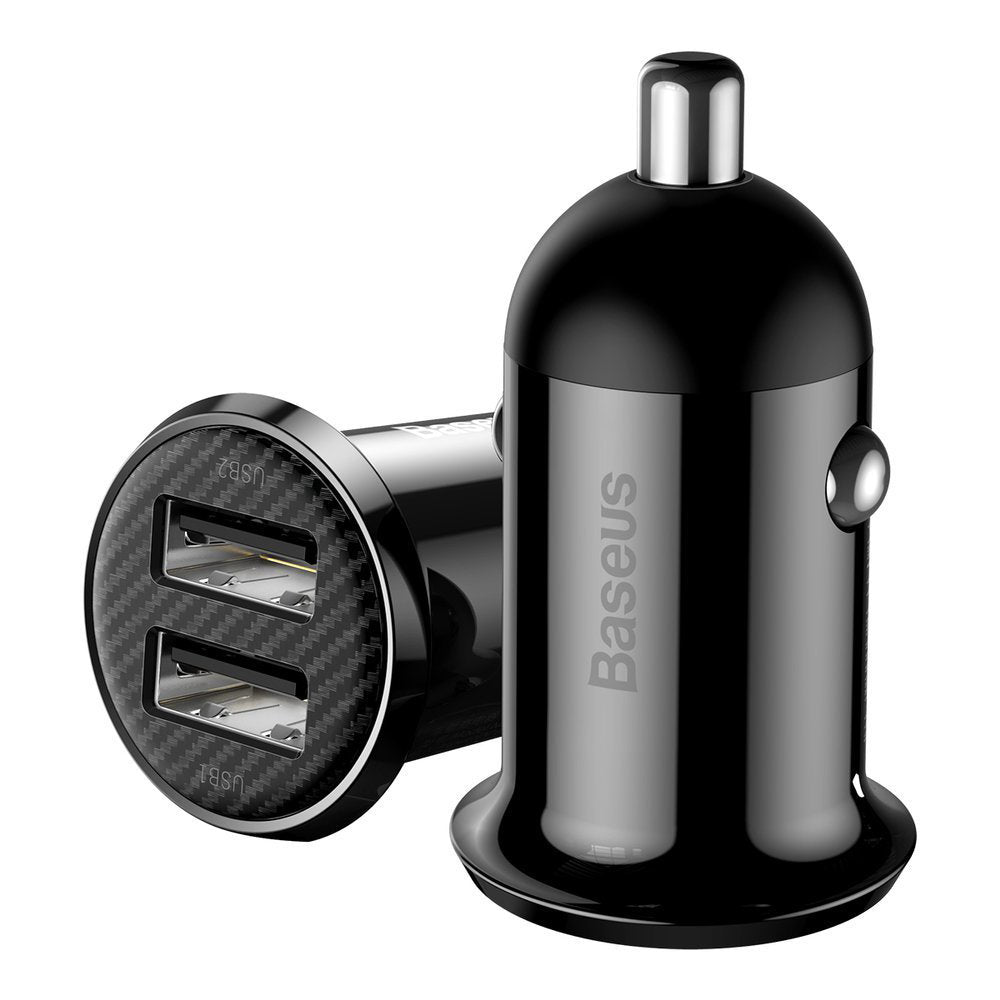 Baseus - Car Charger (CCALLP-01) - 2x USB, Mini Appearance, 4.8A - Black