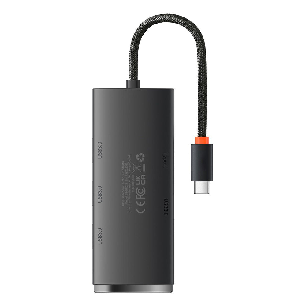 Baseus - Hub Adapter Lite Series (WKQX030301) - Type-C to 4x USB 3.0, Type-C, 0.25m - Black