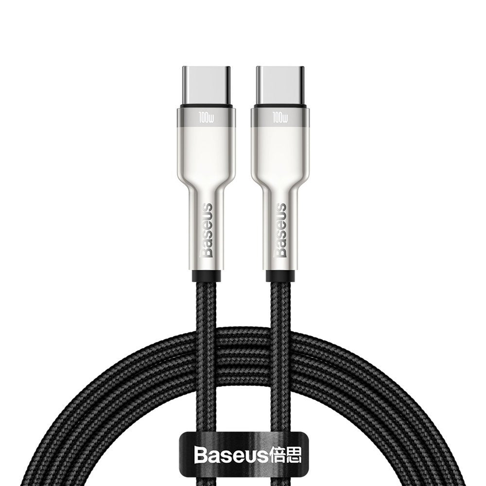 Baseus - Data Cable Cafule Series Metal (CATJK-C01) - Type-C to Type-C, Super Fast Charge, 100W, 480Mbps, 20V, 5A, 1m - Black