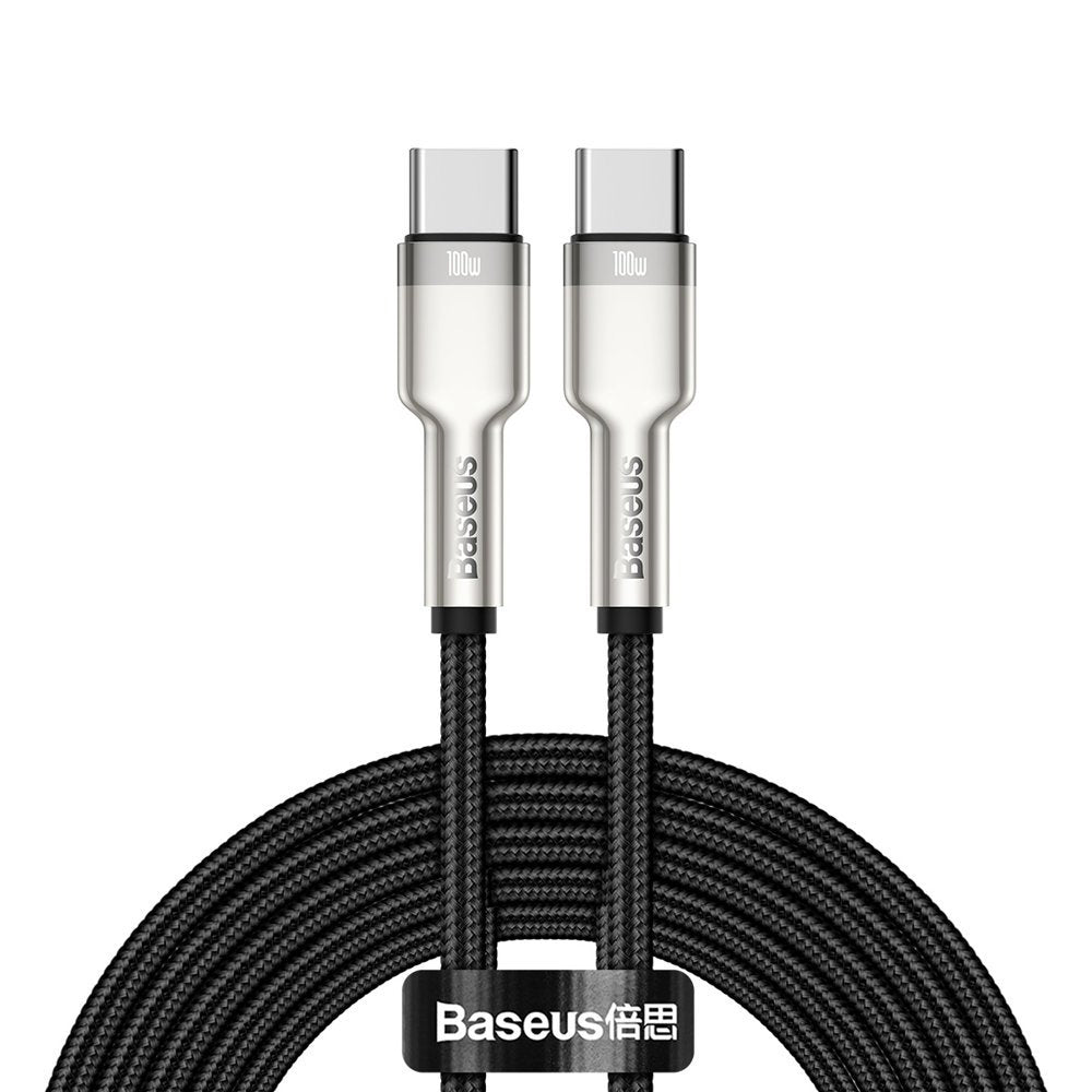 Baseus - Data Cable Cafule Series Metal (CATJK-D01) - Type-C to Type-C, Super Fast Charge, 100W, 480Mbps, 20V, 5A, 2m - Black