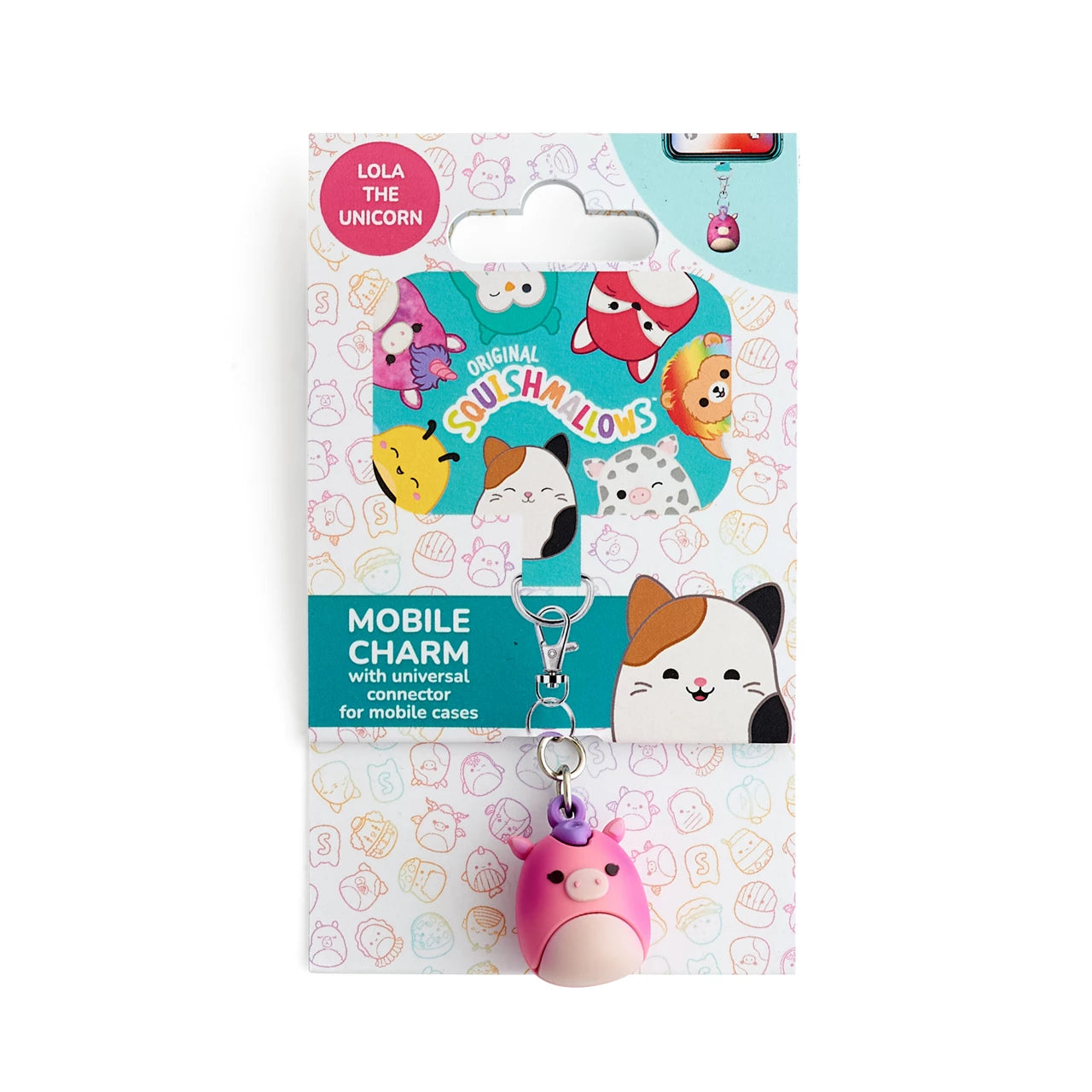 Lazerbuilt Squishmallows Lola the Unicorn Mobile Charm – Universal Μπρελόκ Κινητού με Pad Σύνδεσης