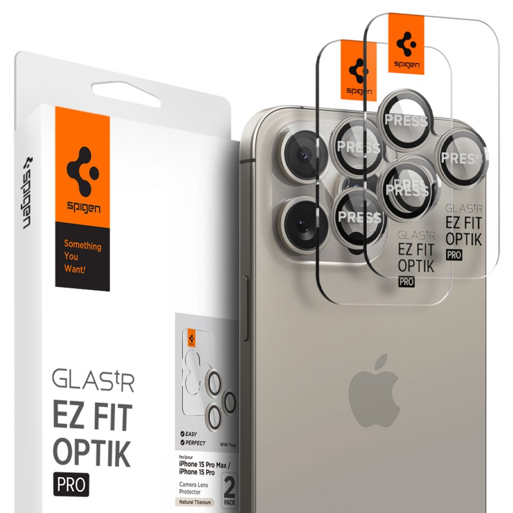 Spigen - Optik.tR EZ Fit Pro Camera Glass (2 pack) - iPhone 14 Pro/14 Pro Max/15 Pro/15 Pro Max/16 Pro/16 Pro Max - Natural