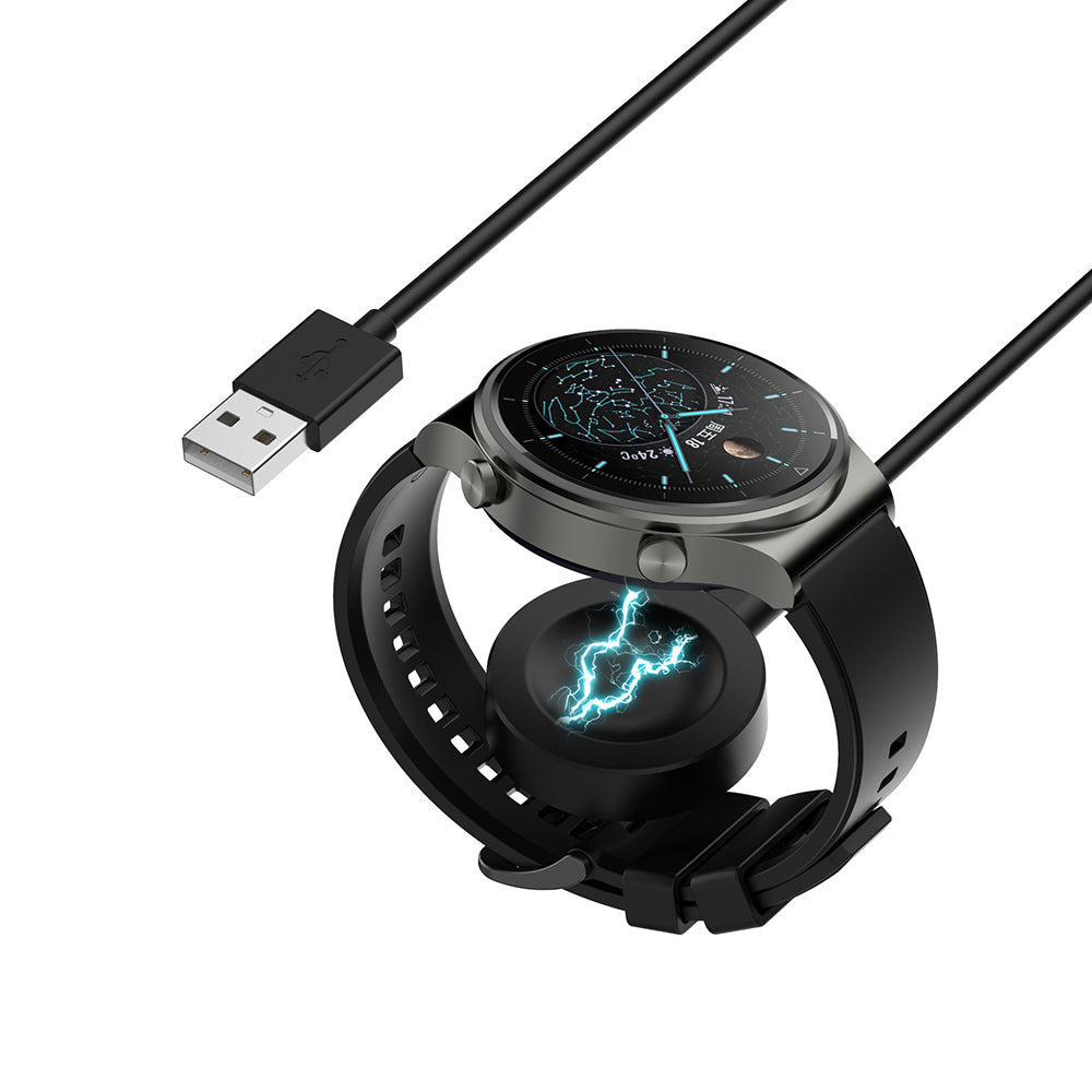 Techsuit - SmartWatch Wireless Charging Cable (THC1) - for Huawei Watch 4/4 Pro/Honor 4 Pro, USB, 10W, Desk Holder - Black