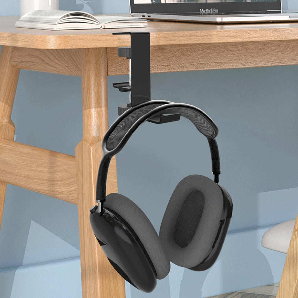 Techsuit - Desk Holder (DH2) - Universal Bags and Headphones Hanger with Adjustable Clamp from Aluminum Alloy - Black