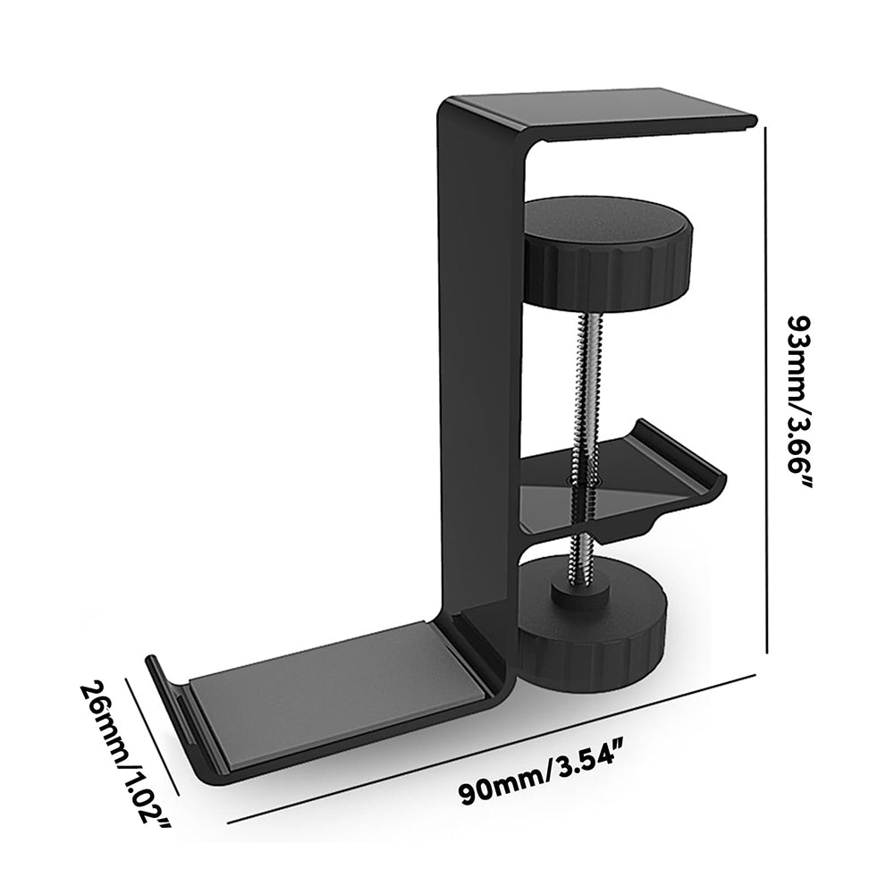 Techsuit - Desk Holder (DH2) - Universal Bags and Headphones Hanger with Adjustable Clamp from Aluminum Alloy - Black