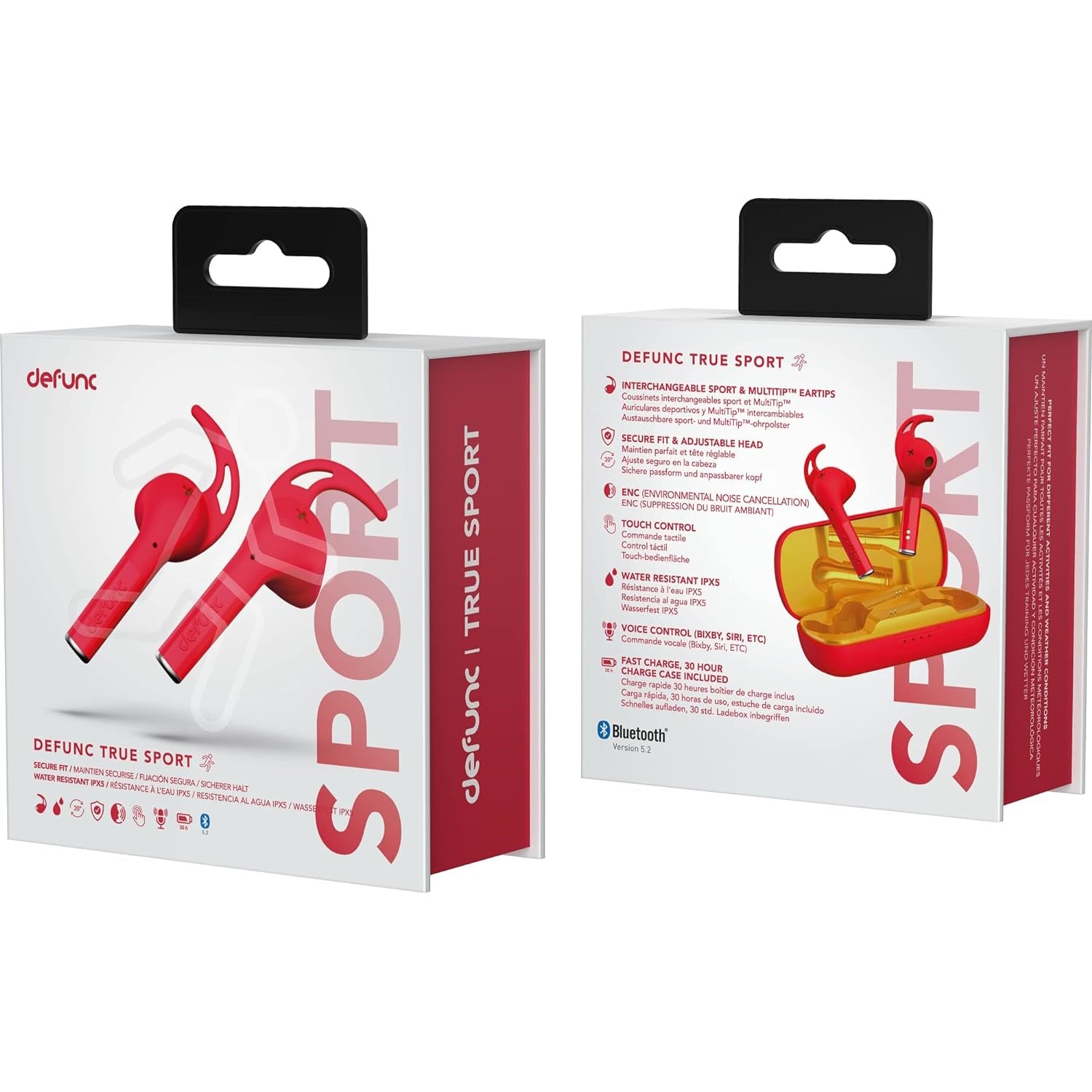 Defunc TRUE SPORT Bluetooth 5.2 Ασύρματα Αθλητικά True Wireless Ακουστικά με θήκη (κόκκινο)