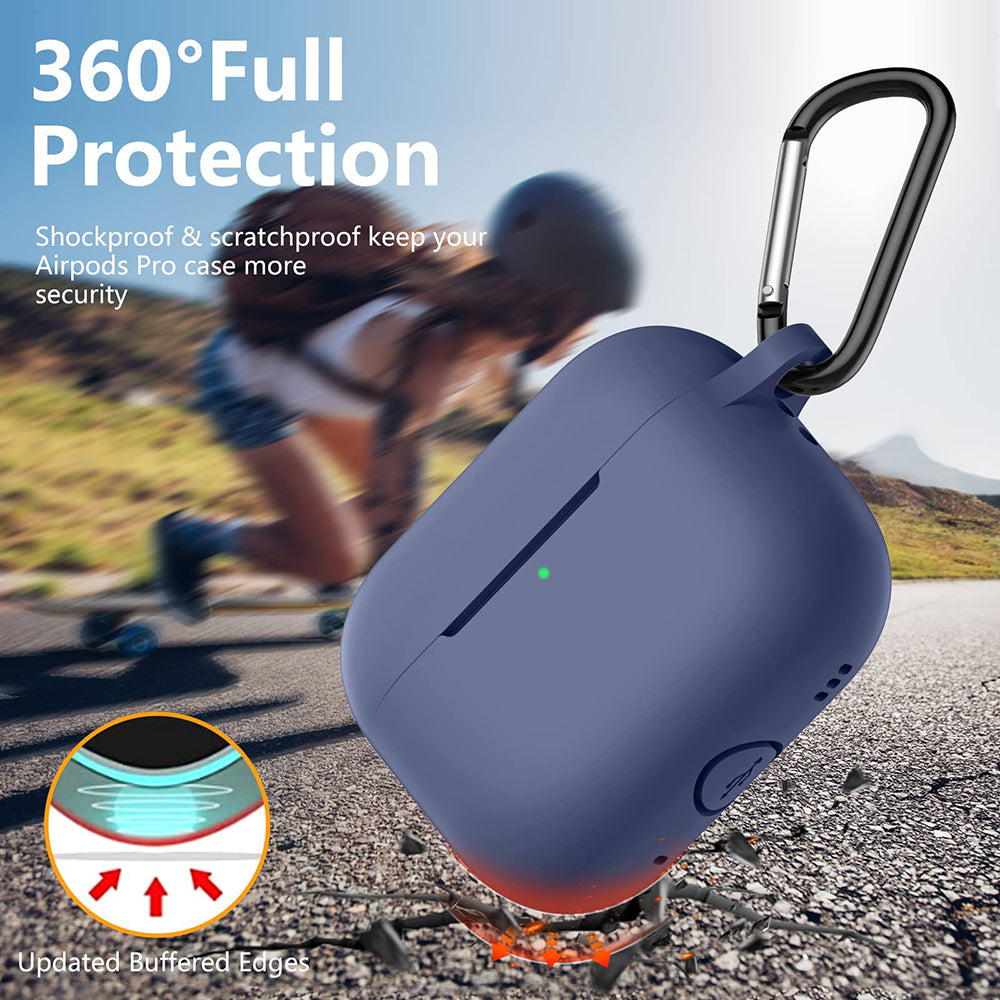 Techsuit - Silicone Case - for AirPods Pro 1 / 2, Smooth Ultrathin Material - Navy Blue