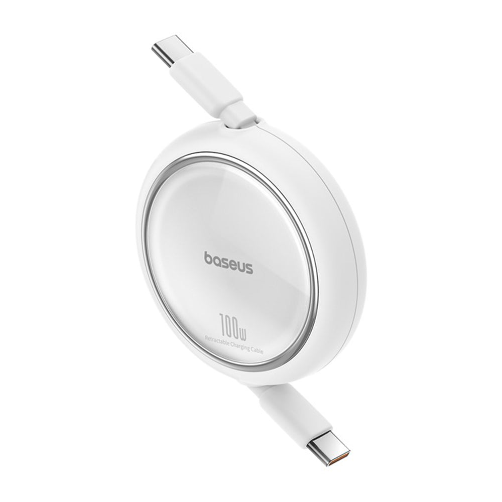 Baseus - Data Cable Free2Draw Mini (P10364500211-00) - Type-C to Type-C, 100W, 1m, Retractable - Moon White