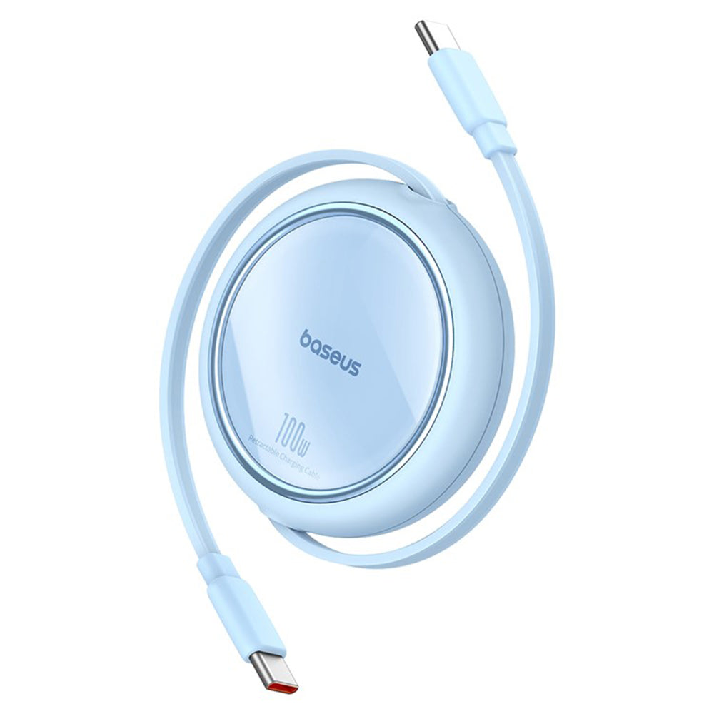 Baseus - Data Cable Free2Draw Mini (P10364500311-00) - Type-C to Type-C, 100W, 1m, Retractable - Galaxy Blue