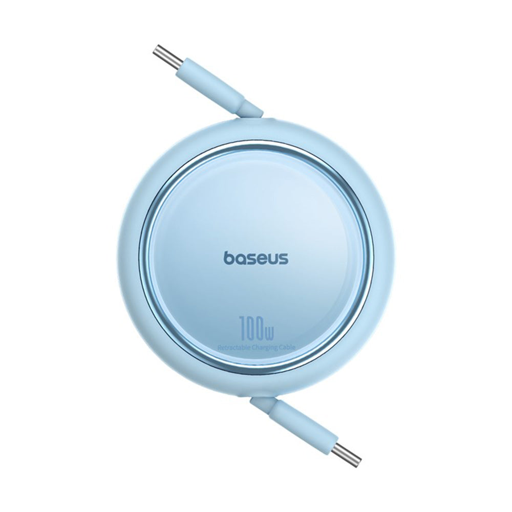 Baseus - Data Cable Free2Draw Mini (P10364500311-00) - Type-C to Type-C, 100W, 1m, Retractable - Galaxy Blue
