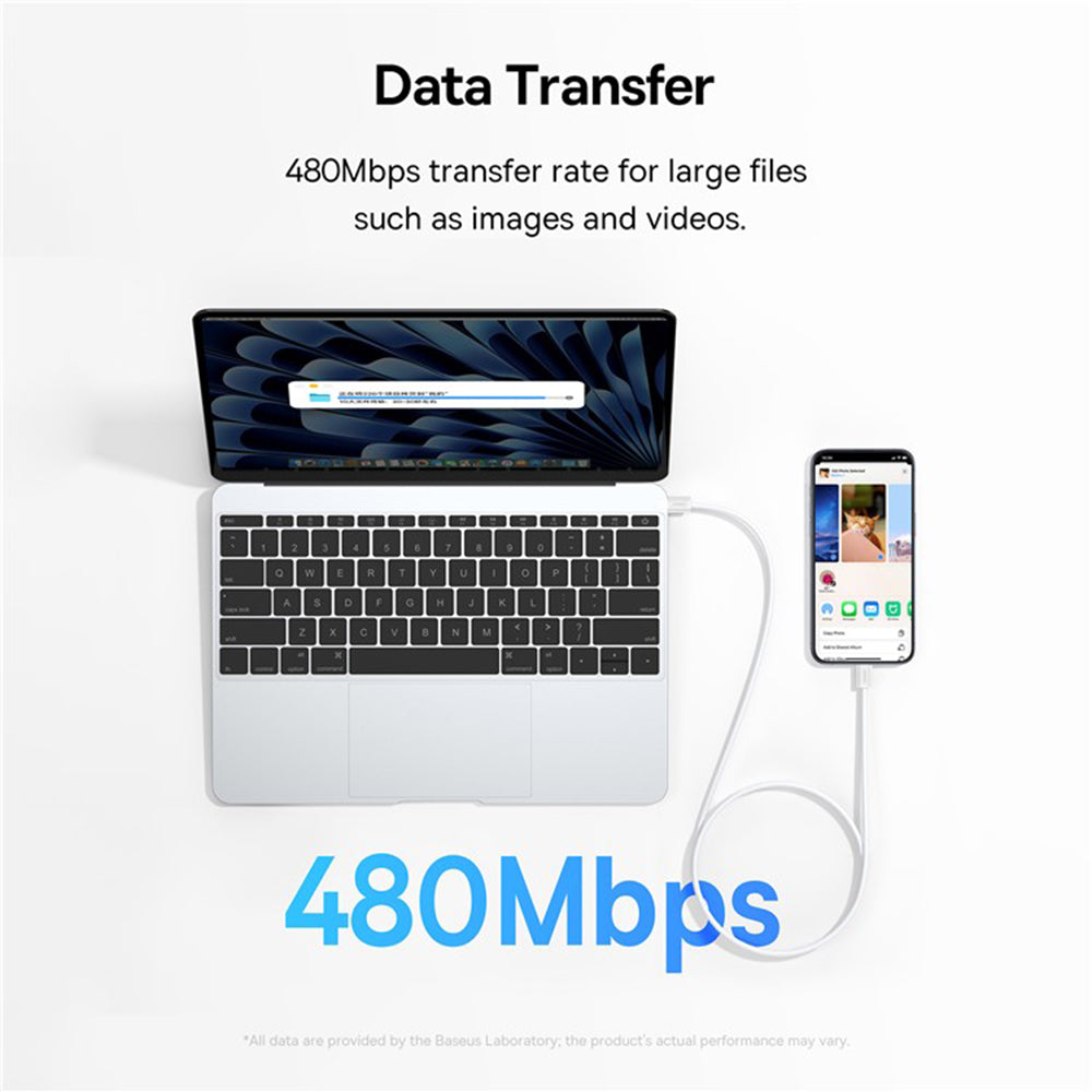 Baseus - Data Cable (P10365200211-04) - Type-C to Type-C, 100W, 2m - Moon White