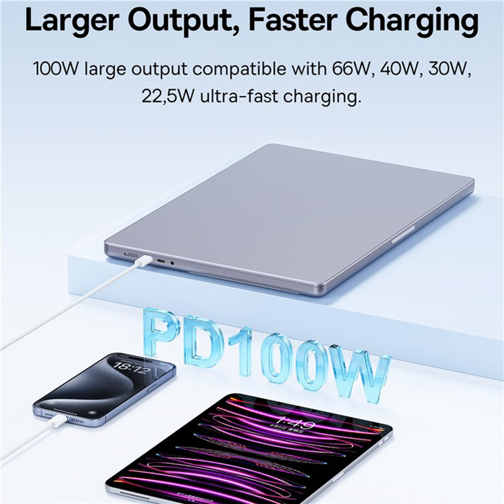 Baseus - Data Cable (P10365200211-04) - Type-C to Type-C, 100W, 2m - Moon White