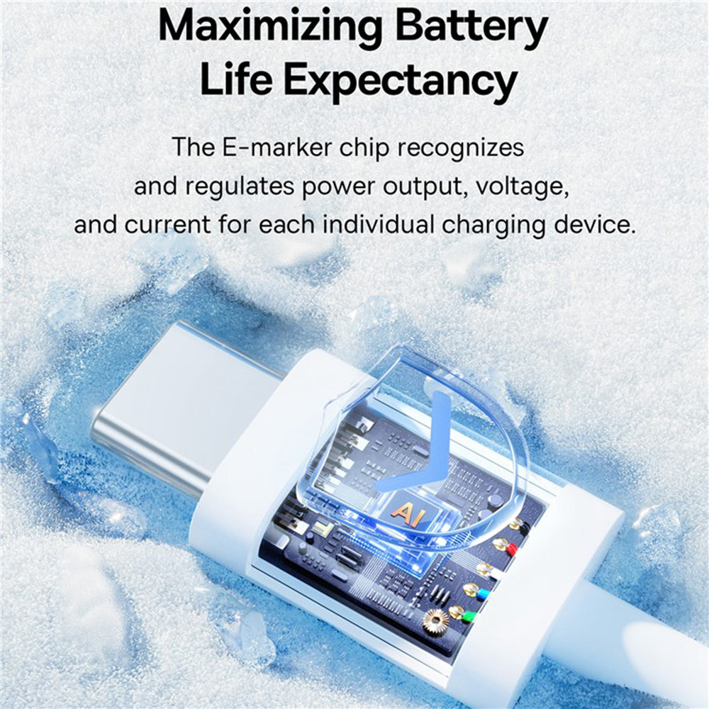 Baseus - Data Cable (P10365200211-04) - Type-C to Type-C, 100W, 2m - Moon White