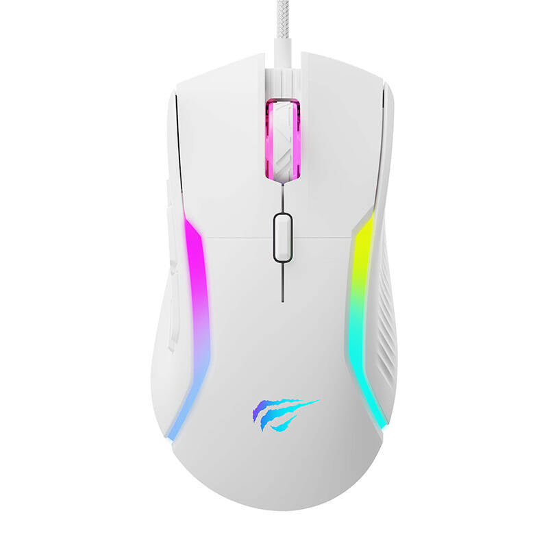 Havit - Gaming Mouse (MS1033) - RGB Lights, 800-8000DPI, 9 Buttons - White