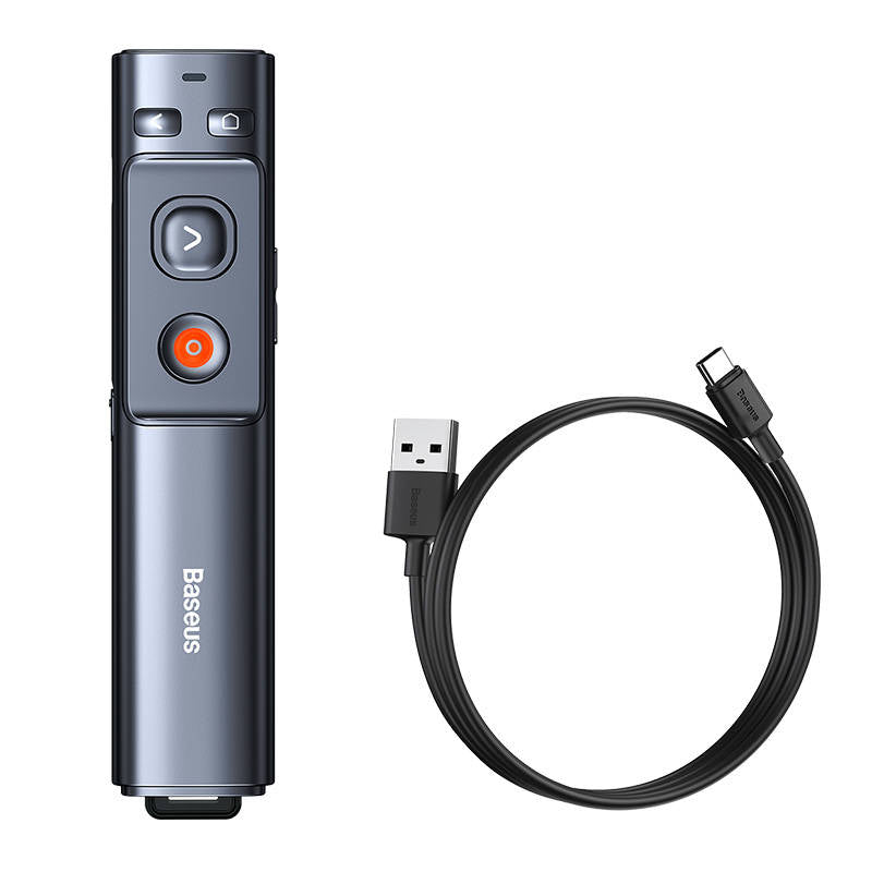 Baseus - Remote Control Orange Dot (WKCD010013) - for Presentation, with a Green Laser Pointer - Gray