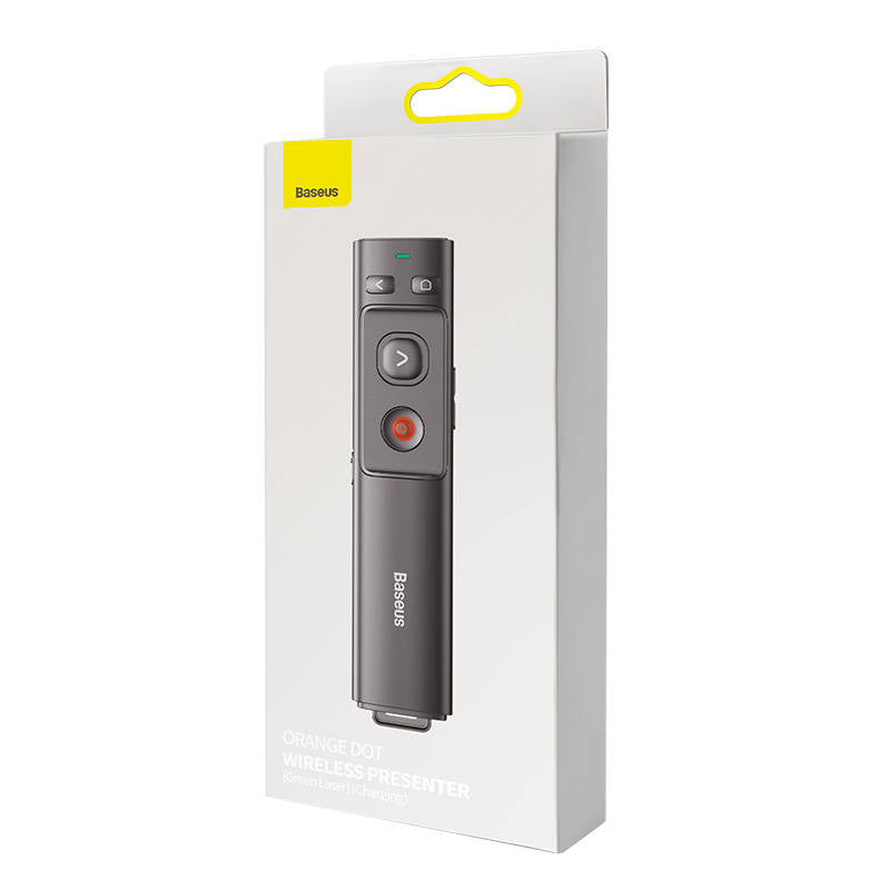 Baseus - Remote Control Orange Dot (WKCD010013) - for Presentation, with a Green Laser Pointer - Gray