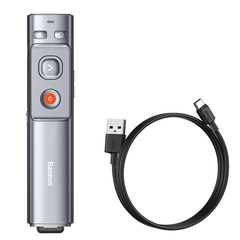 Baseus - Remote Control Orange Dot (WKCD000013) - for Presentation, with a Red Laser Pointer - Gray