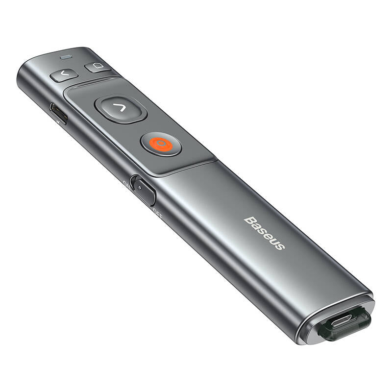 Baseus - Remote Control Orange Dot (WKCD000013) - for Presentation, with a Red Laser Pointer - Gray