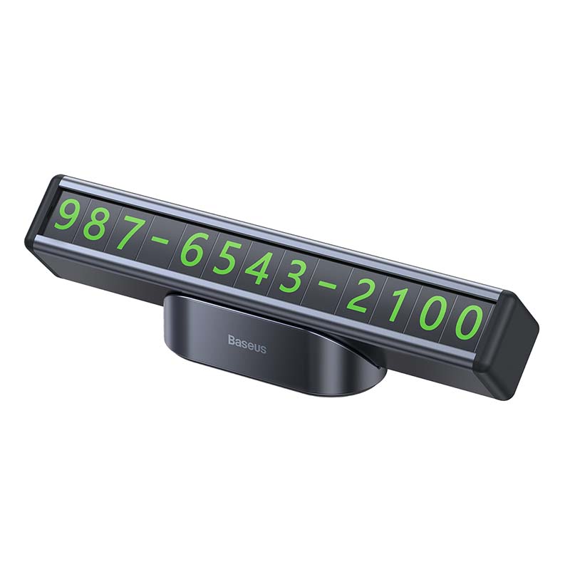 Baseus - Parking Number Plate (CNFT000001) - Square Bar, Fluorescent Digits, 3M Adhesive, Aluminum Alloy - Black