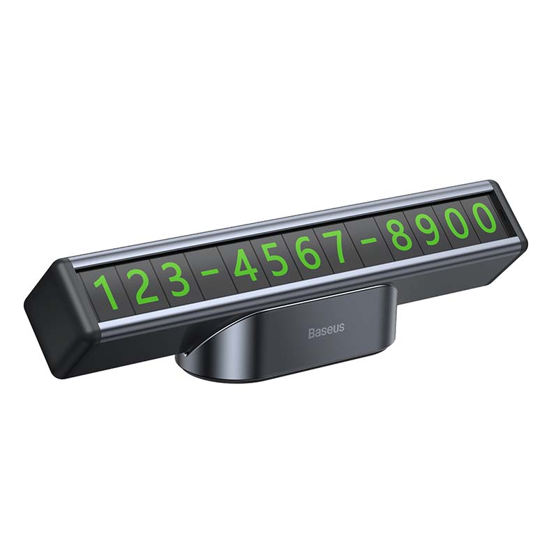 Baseus - Parking Number Plate (CNFT000001) - Square Bar, Fluorescent Digits, 3M Adhesive, Aluminum Alloy - Black