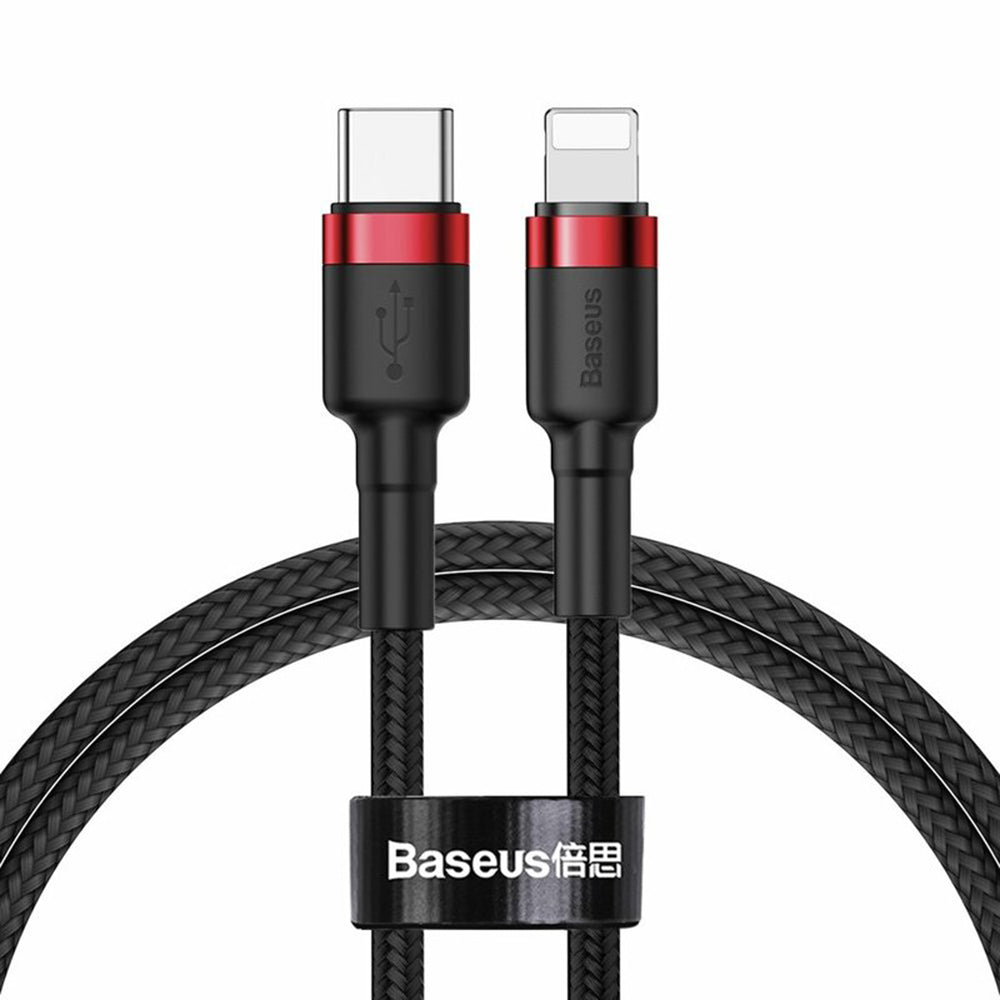 Baseus - Data Cable Cafule (CATLKLF-91) - Type-C to Lightning, 18W, 1m - Black / Red