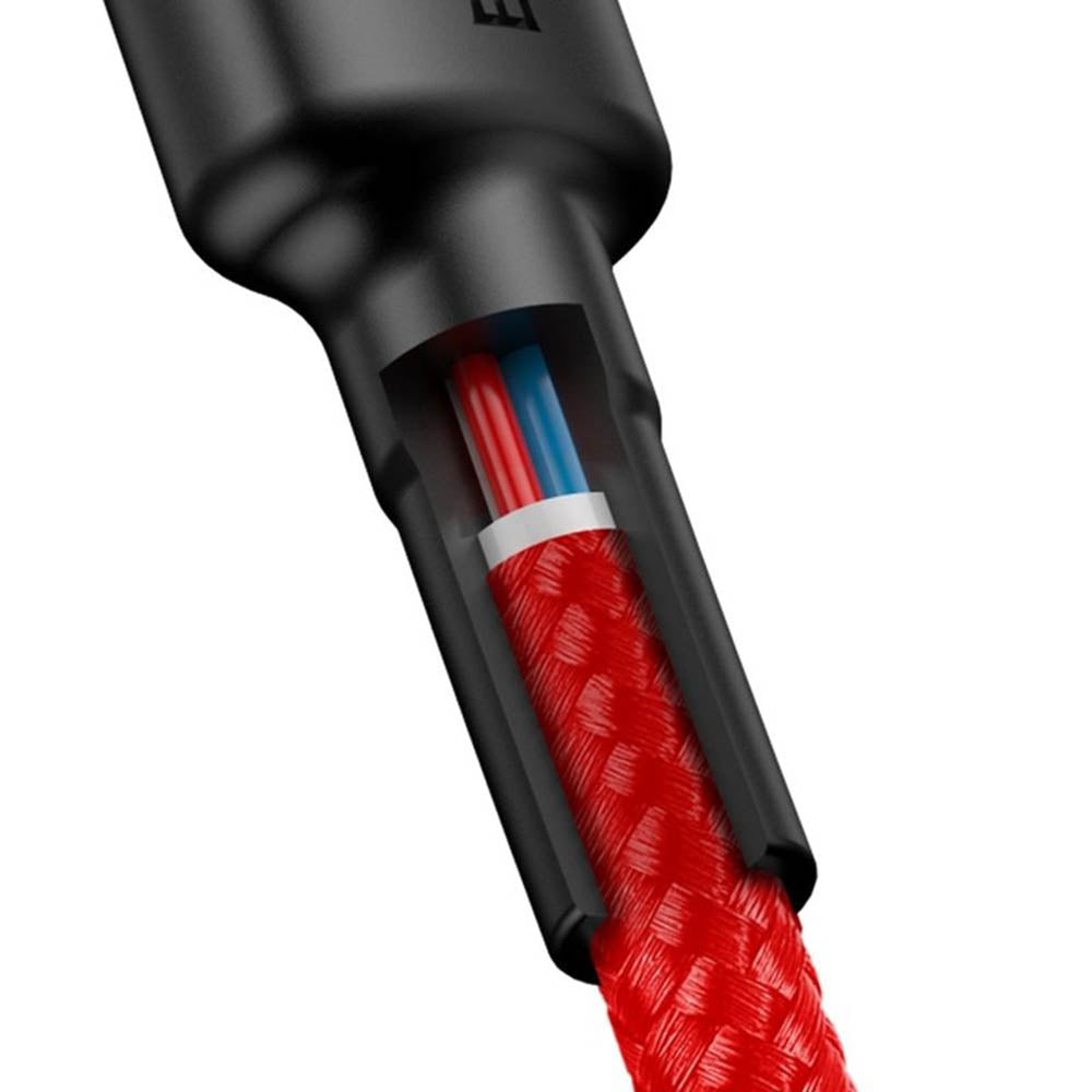 Baseus - Data Cable Cafule (CATKLF-H09) - Type-C to Type-C, 60W, 3A, 2m - Red / Black