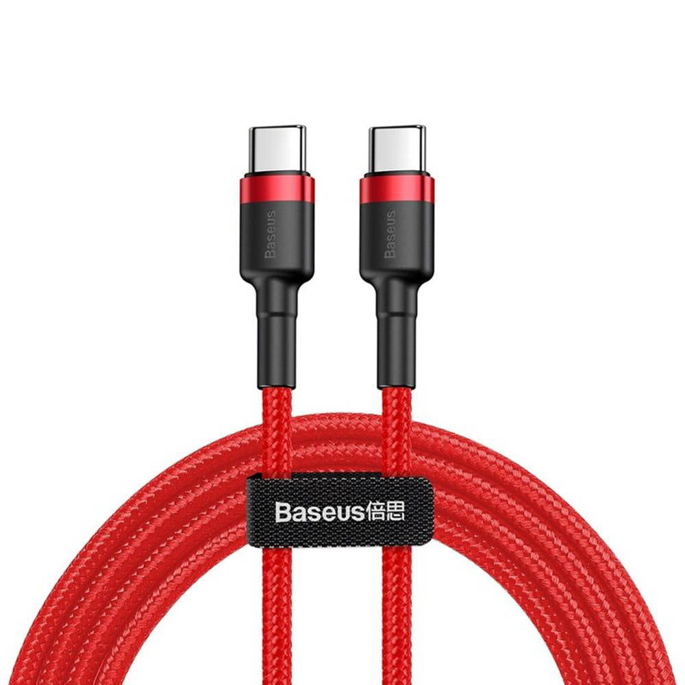 Baseus - Data Cable Cafule (CATKLF-H09) - Type-C to Type-C, 60W, 3A, 2m - Red / Black