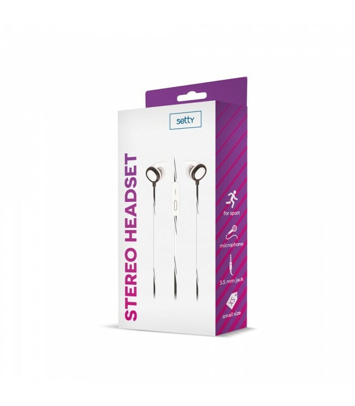 Setty - Stereo Headset 3.5mm Jack - Black/White