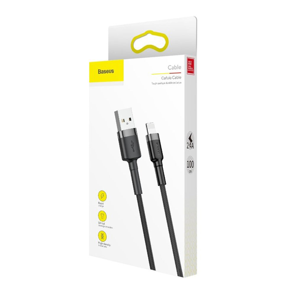 Baseus - Data Cable Cafule (CALKLF-BG1) - USB to Lightning, 2.4A, 480Mbps, 1m - Black / Grey