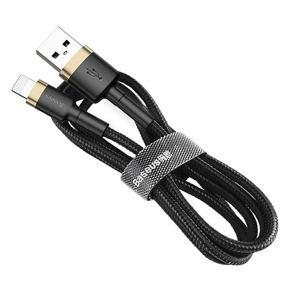 Baseus - Data Cable Cafule (CALKLF-BV1) - USB to Lightning, 2.4A, 480Mbps, 1m - Black / Gold