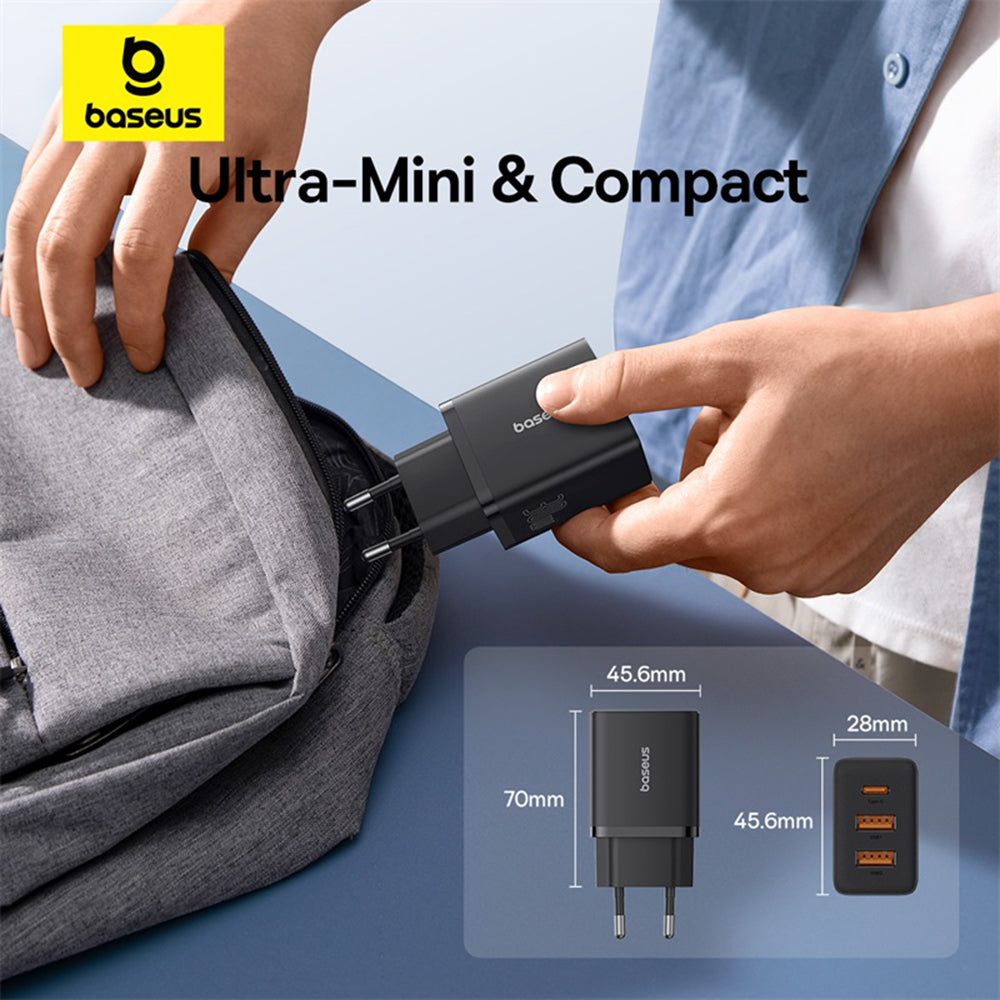 Baseus - Wall Charger (P10111402113-00) - GaN, 2x USB, Type-C, Fast Charging, 30W - Cluster Black