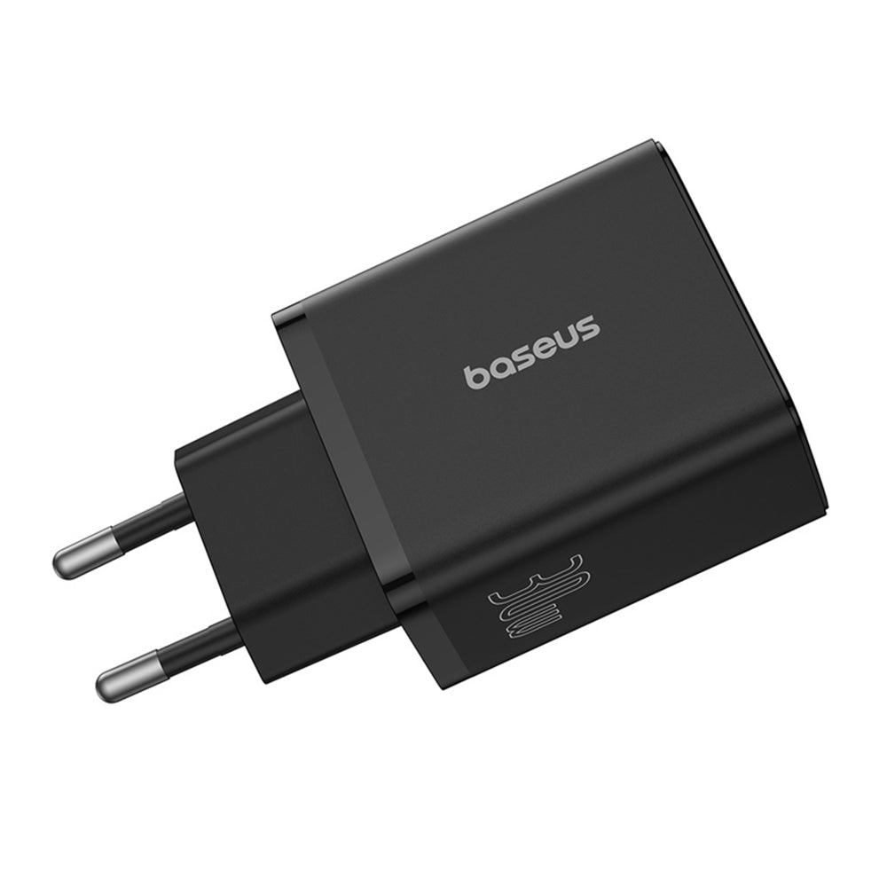 Baseus - Wall Charger (P10111402113-00) - GaN, 2x USB, Type-C, Fast Charging, 30W - Cluster Black