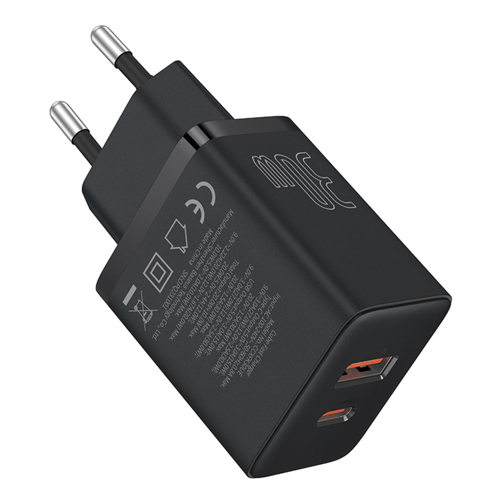 Baseus - Wall Charger (P10111404113-00) - USB, Type-C, Fast Charge 30W - Cluster Black