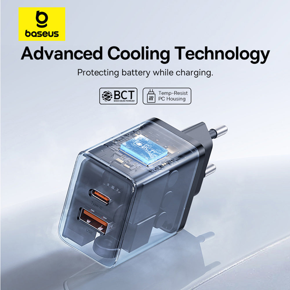 Baseus - Wall Charger (P10111404113-00) - USB, Type-C, Fast Charge 30W - Cluster Black