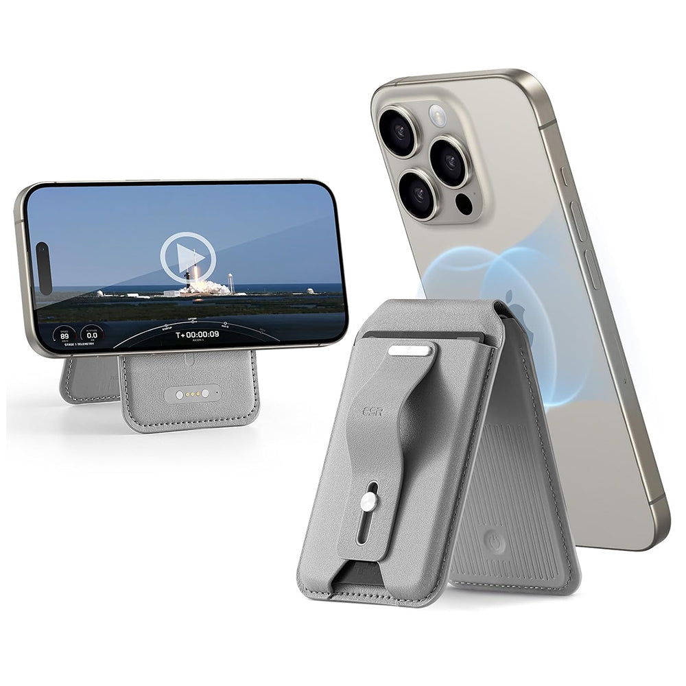 ESR - Desk Holder HaloLock Findmy Wallet - Artificial Leather Wallet Stand - Natural Titanium