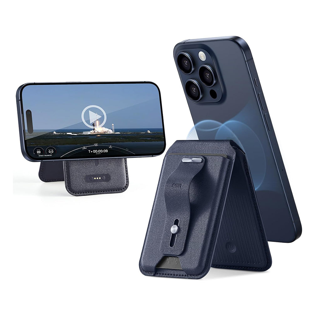 ESR - Desk Holder HaloLock Findmy Wallet - Artificial Leather Wallet Stand - Blue Titanium