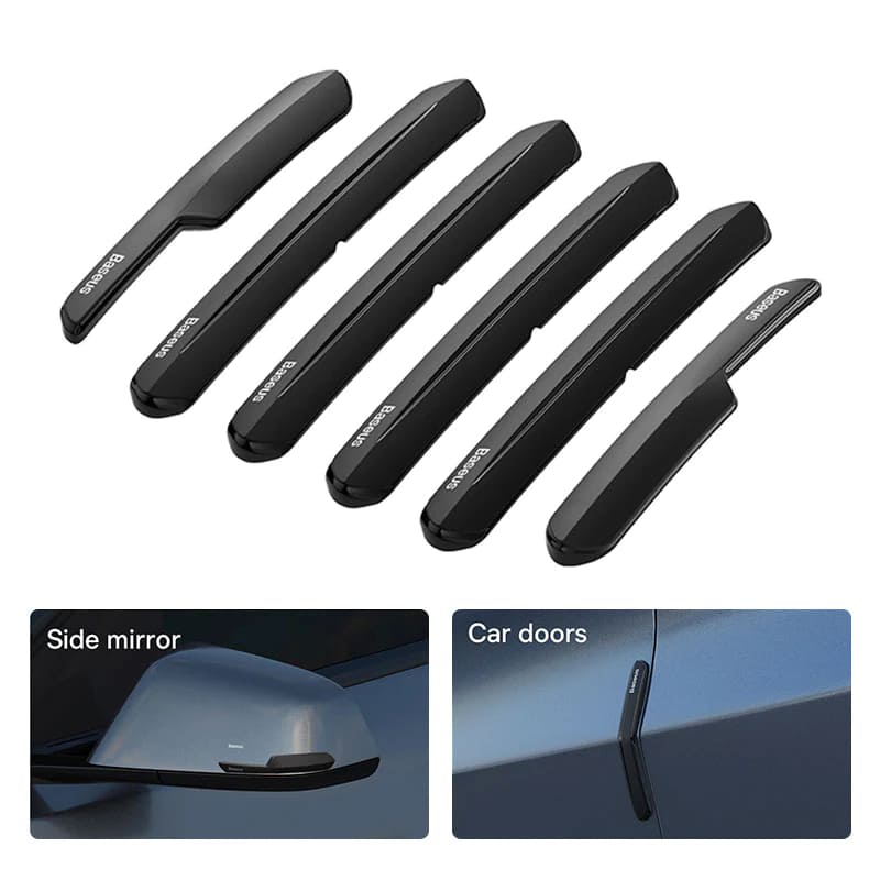 Baseus - (6 pack) Airbag Bumper Strip (C12051300111-00) - TPU, for Tesla Door Protection - Black