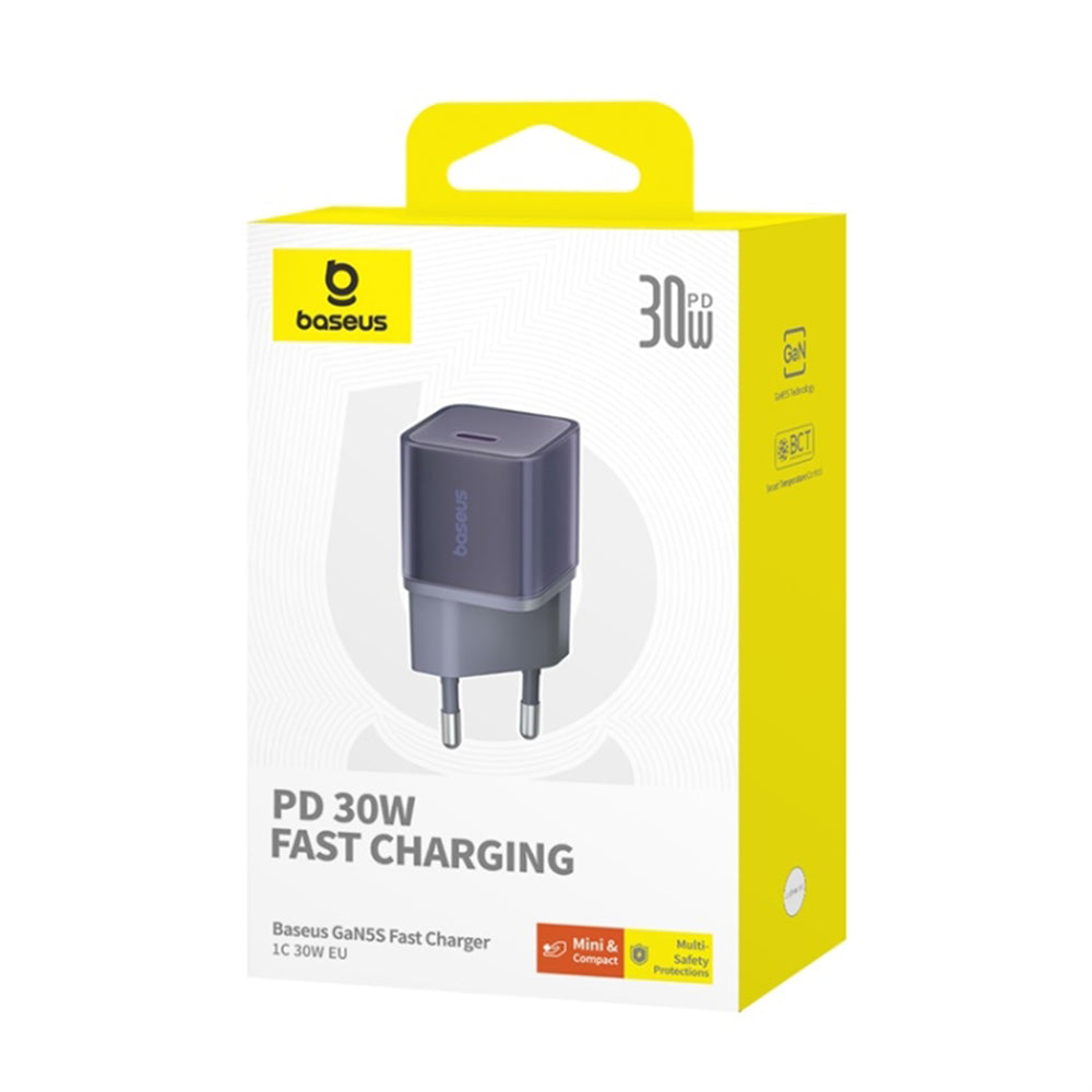 Baseus - Wall Charger Gallium Nitride (P10162504523-00) - GaN5S, Type-C, Fast Charge, 30W - Purple