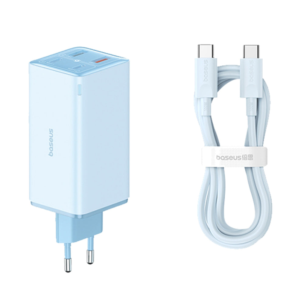 Baseus - Wall Charger GaN6 Pro (P10162705312-00) - Type-C Cable Included, 2x USB, 2x Type-C, 100W, 100W, 20V, 5A, 1m - Blue