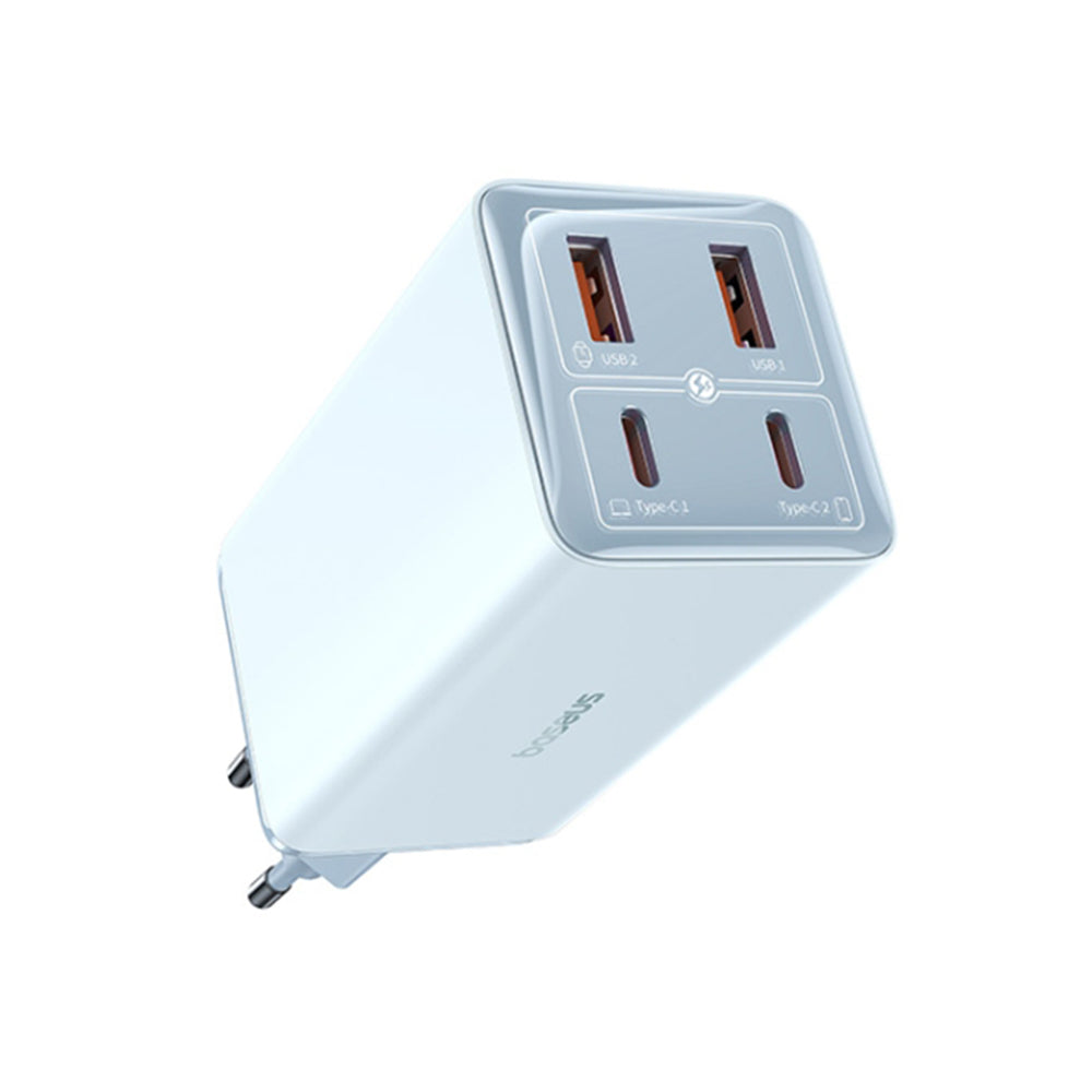 Baseus - Wall Charger GaN6 Pro (P10162705312-00) - Type-C Cable Included, 2x USB, 2x Type-C, 100W, 100W, 20V, 5A, 1m - Blue