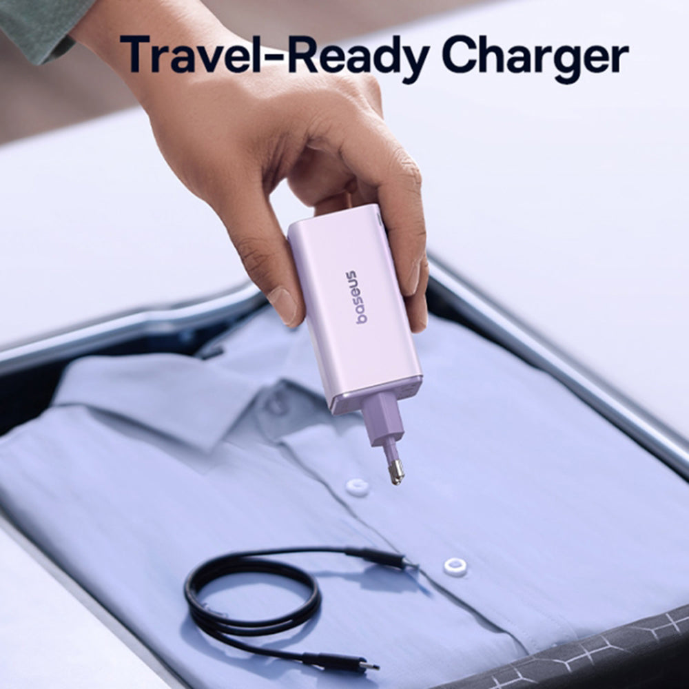 Baseus - Wall Charger GaN6 Pro (P10162705532-00) - Type-C Cable Included, 2x USB, 2x Type-C, 100W, 100W, 20V, 5A, 1m - Purple